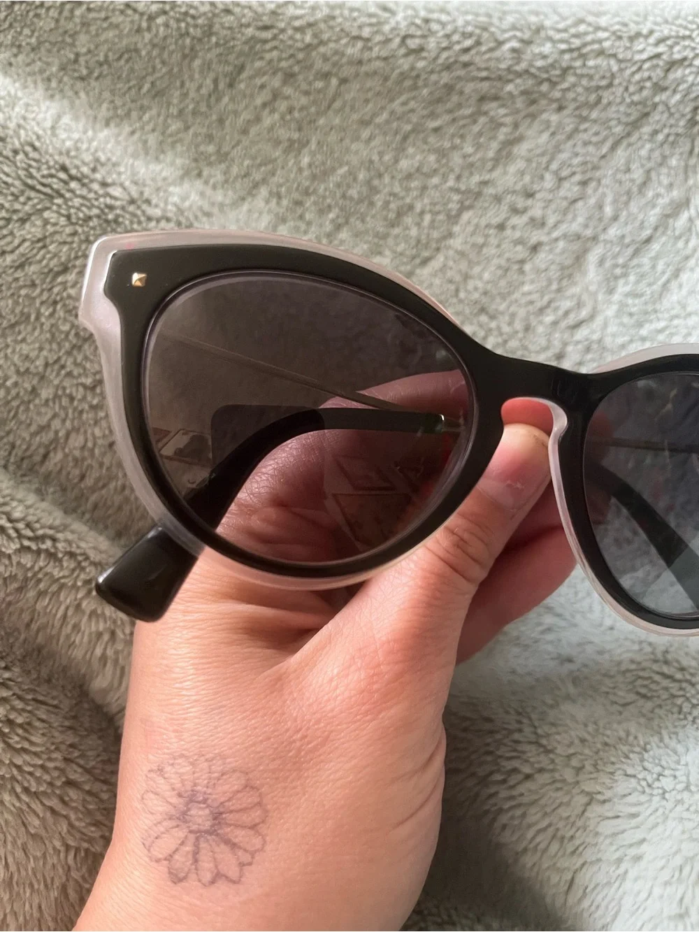 2019 Valentino 4017 Black/Crystal/Smoke Gradient Cat-Eye Women's Sunglasses